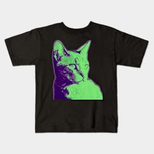 Neon Green Kitty Cat Kids T-Shirt